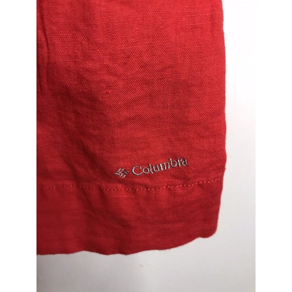 Columbia Linen Blend Dress Women's XS Red Sleeveless V-Neck Pullover Tie Back - Picture 2 of 8